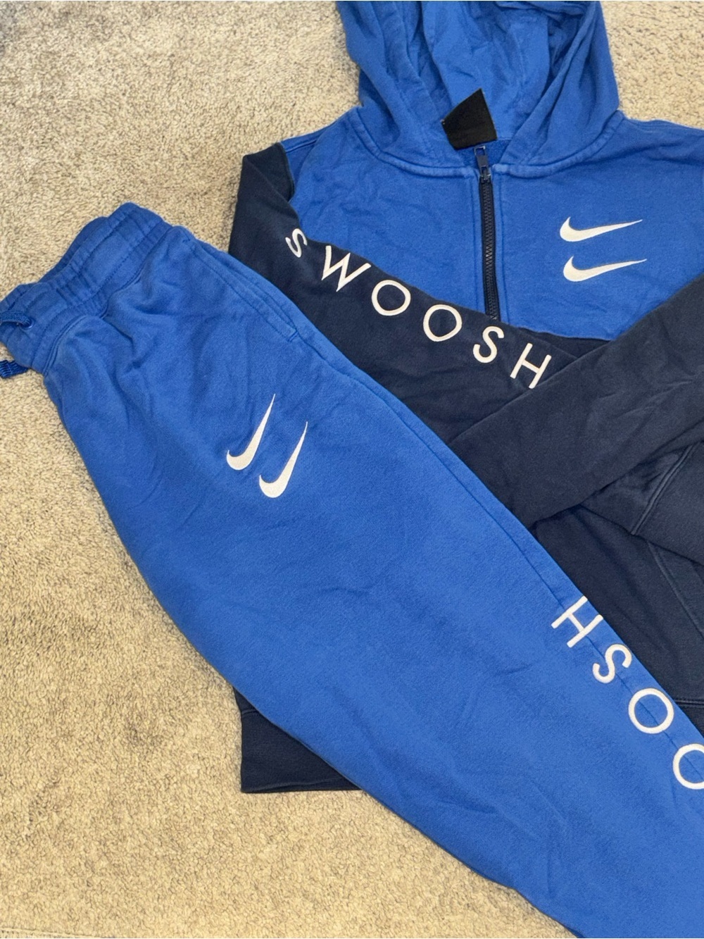 Nike Blue and Navy Swoosh Kids Hoodie & Joggers Set - Picture 2 of 7